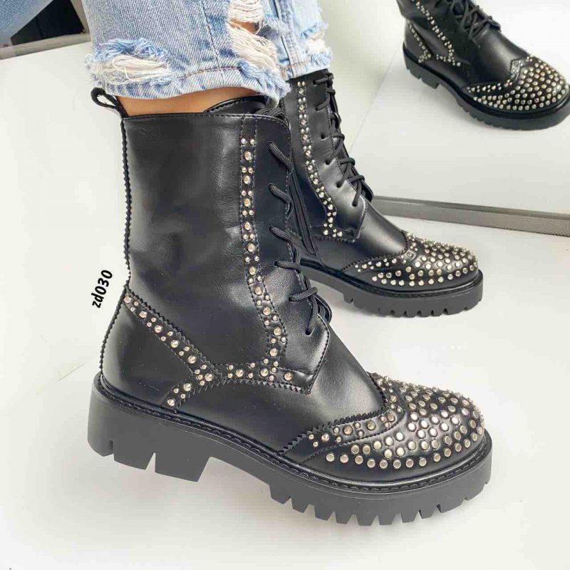 Botin compra 6 s637 negro taches plateados cordon cierre lado tacon 3 - Image 2