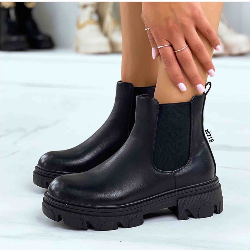 Botin Compra 94 168-301 Negro resorte lateral suela gruesa tacon 5Cm