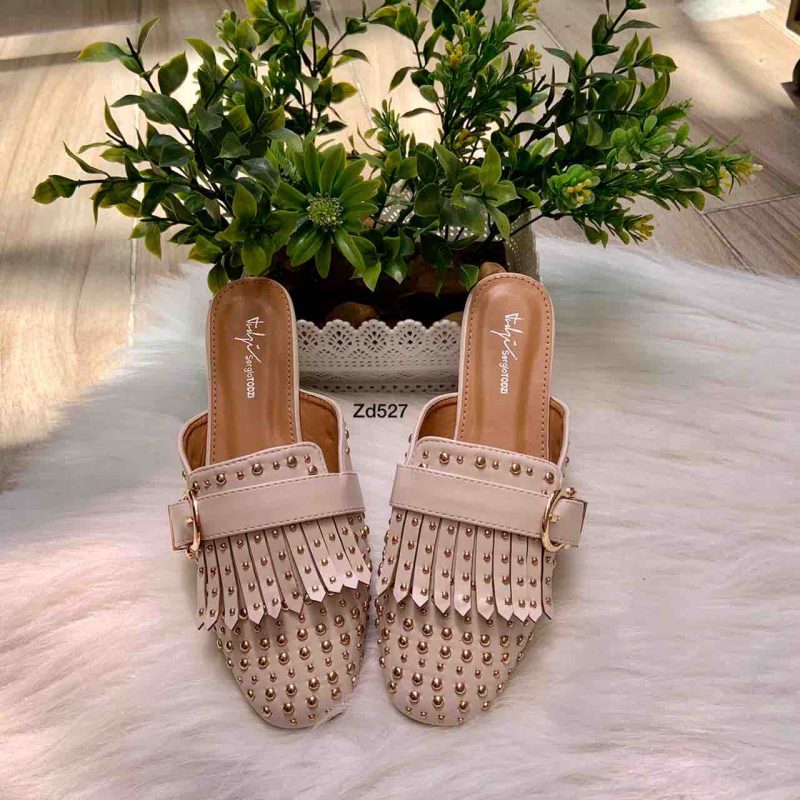 Zueco Compra 43 Y7 Beige apliques dorados correa superior tiras en la parte superior 1Cm