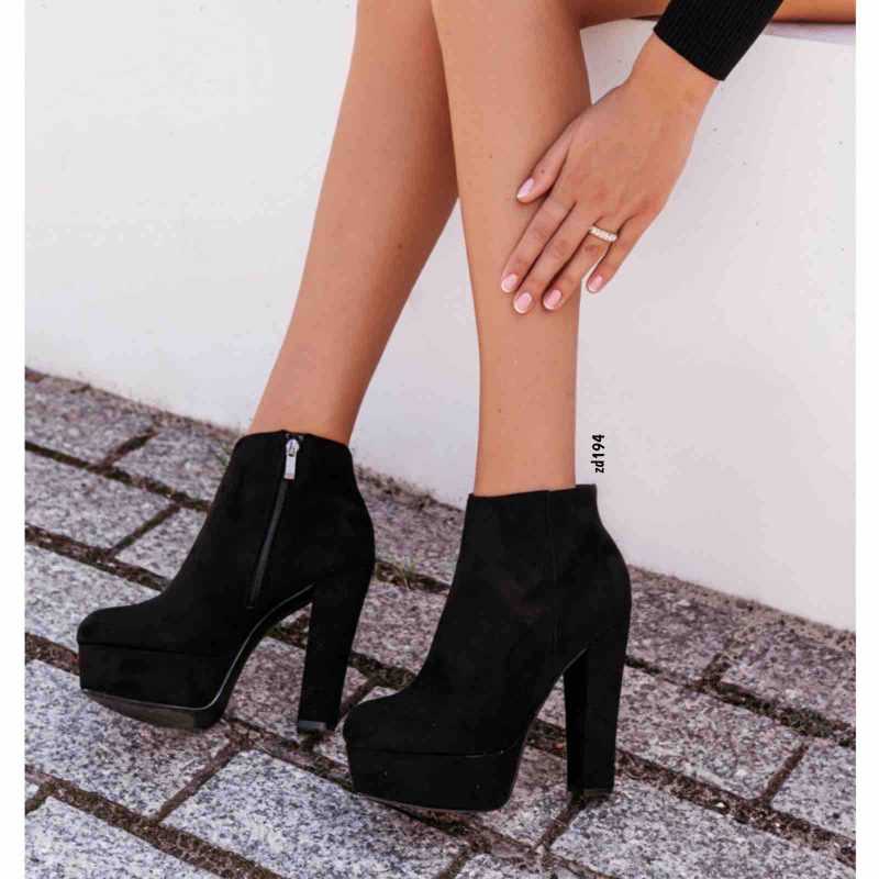 Botin Compra 71 AF2112 Negro gamuza cierre lateral plataforma 3Cm tacon 11cm