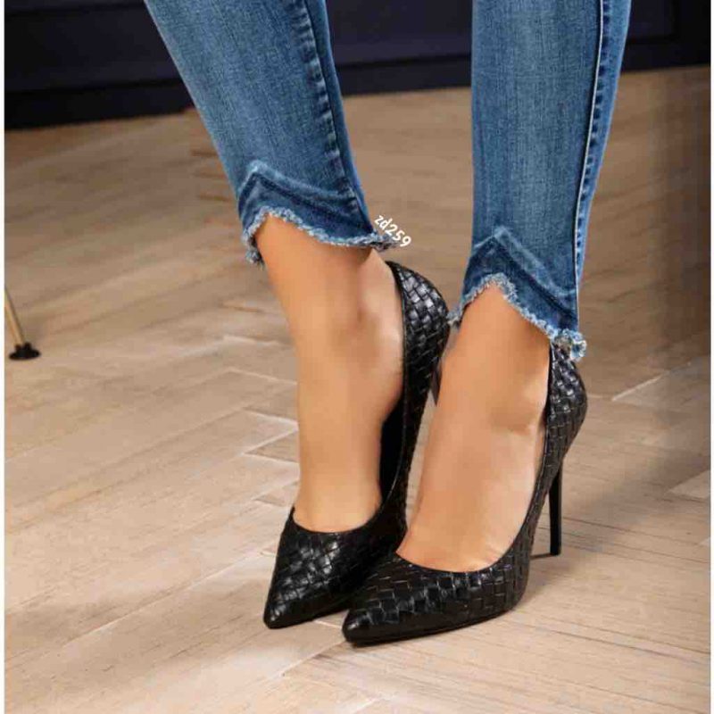 Stiletto Compra 96 8362 negro en rombos relieve tacon 11Cm