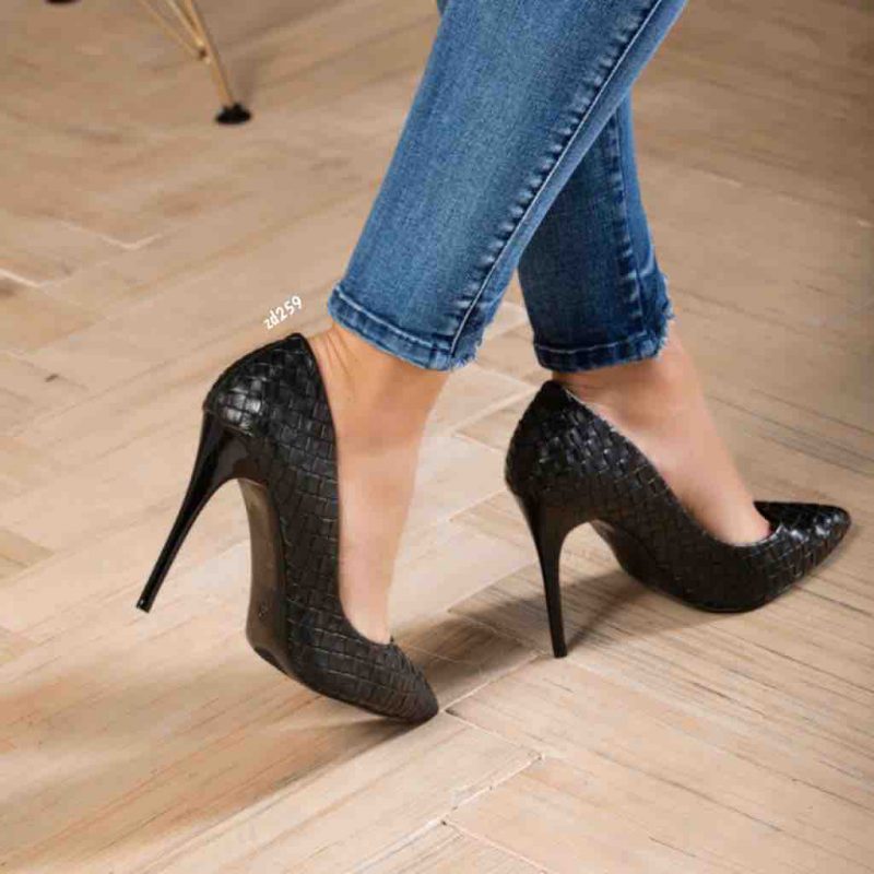 Stiletto Compra 96 8362 negro en rombos relieve tacon 11Cm - Image 2