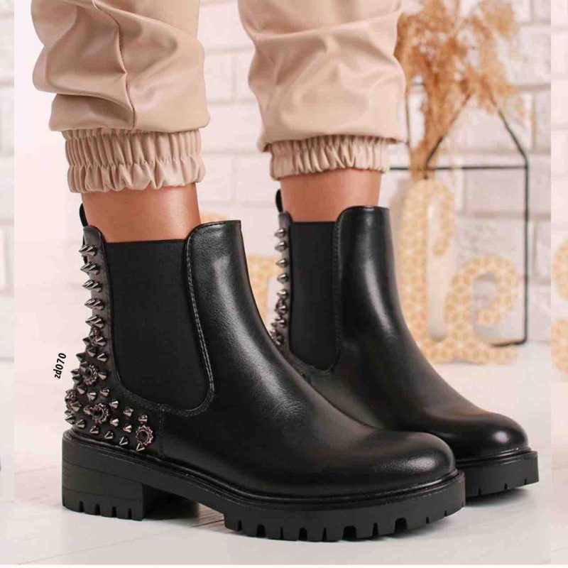 Botin Compra 34 15668-1 Negro resorte lateral apliques negros tacon 3Cm