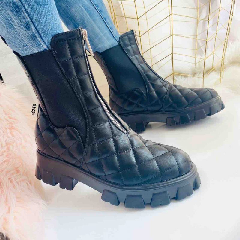 Botin Compra 81 GF204 Negrio resorte lateral cierre frontal rombos relieve suela 5Cm