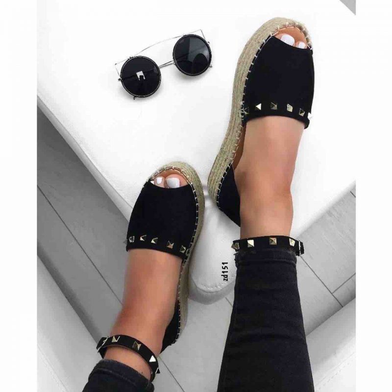 Spadril Compra 76 MS2019-189 Negro apliques dorados correa atrás yute suela 4Cm - Image 2