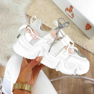 Tenis Compra 93 PC53 Blanco partes rosadas dos cordones correa frontal