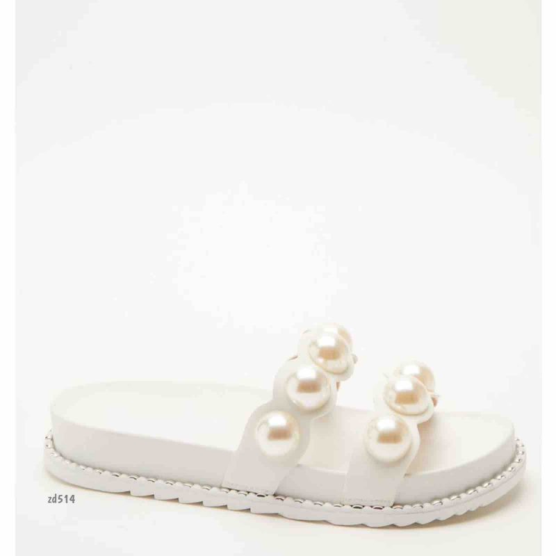 Sandalia Compra 52 2129 Blanco dos correas apliques redondos suela 3Cm - Image 2