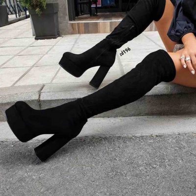 Bota Compra Compra 90 Z1104 Negra gamuza cierre lateral plataforma 4Cm Tacon 13Cm