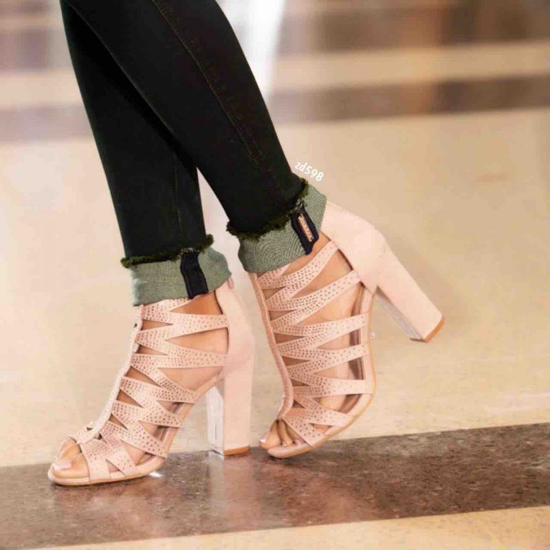 Sandalia Compra 71 R6L3923-2 Nude Cierre atrás apliques circulares tacon 10Cm