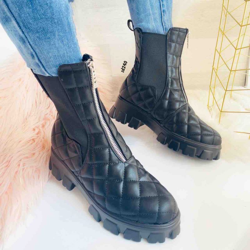 Botin Compra 81 GF204 Negrio resorte lateral cierre frontal rombos relieve suela 5Cm - Image 2