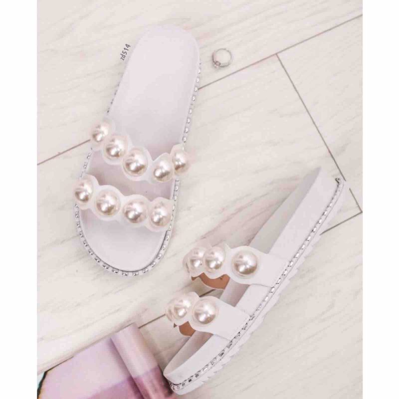 Sandalia Compra 52 2129 Blanco dos correas apliques redondos suela 3Cm