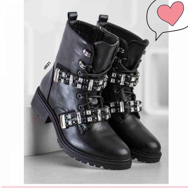 Botin FR305 Compra 18 Negro dos correas apliques negros cordon frontal cierre lateral - Image 2