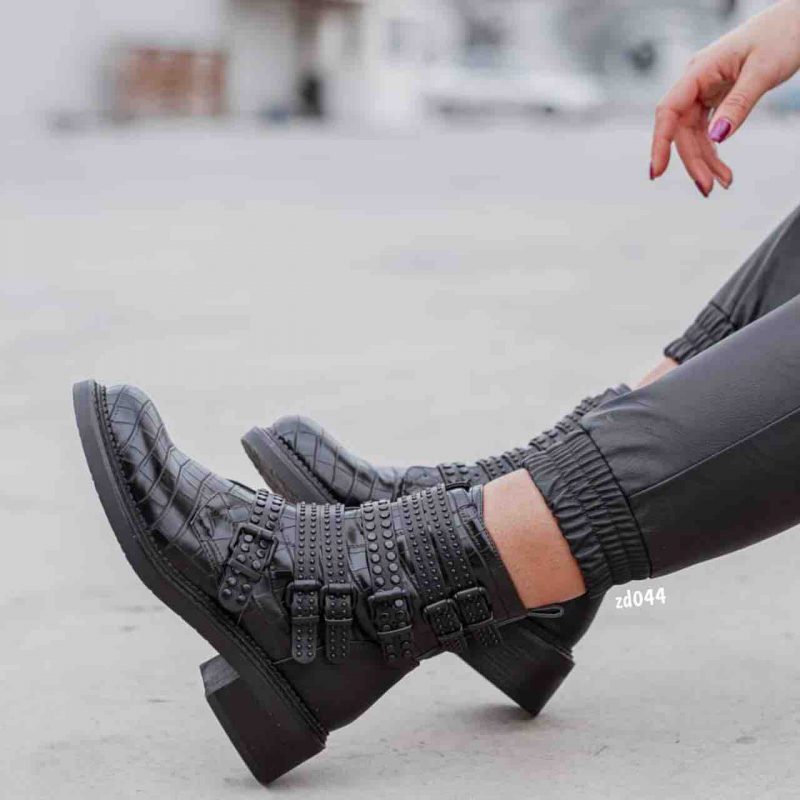 Botin 20-69 Compra 25 Negro Croc seis correas apliques negros tacon 5 - Image 2
