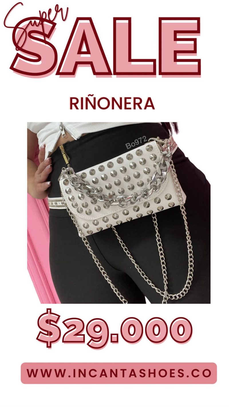 Riñonera Compra 10 blanco con taches plateados en la parte delantera