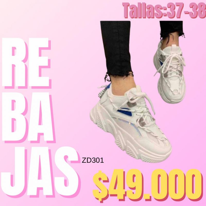 Tenis Compra 84 M06 Blanco dos cordones parte tornasol atrás azul