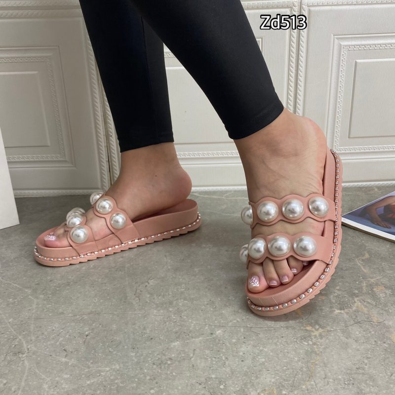 Sandalia Compra 52 2129 Rosadas dos correas apliques redondos suela 3Cm