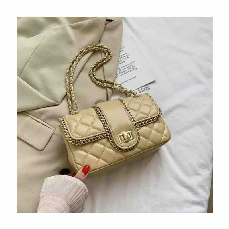 Bolso Beige Sand figura rombos cadena alrededor hebilla dorada cadena 20Cm*12Cm 9277X