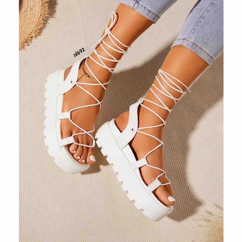 Sandalia blanca cordones plataforma 5cm 1328 - Image 2