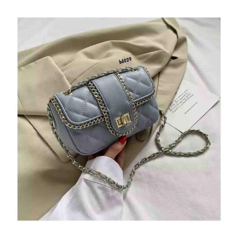 Bolso Baby blue figura rombos cadena alrededor hebilla dorada cadena 20Cm*12Cm 9277X