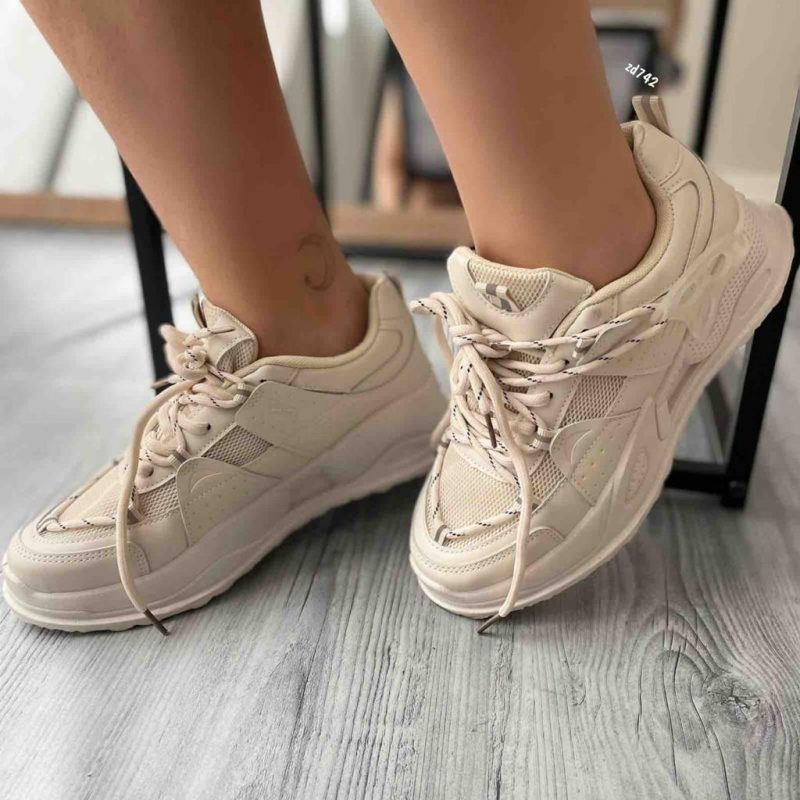 Tenis beige doble cordón L-188