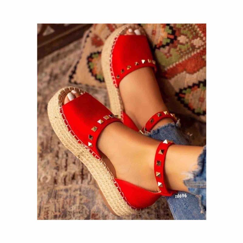 Spadril Rojo taches plateados suela yute 3Cm 53