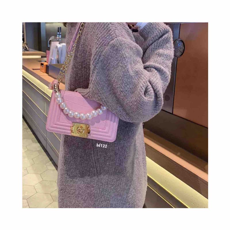 Bolso rosado hebilla dorada 19cm*13cm 1670