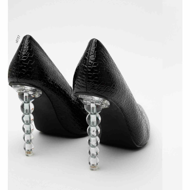 Stiletto negro tacón transparente tacón 10cm 787K-6 - Image 2