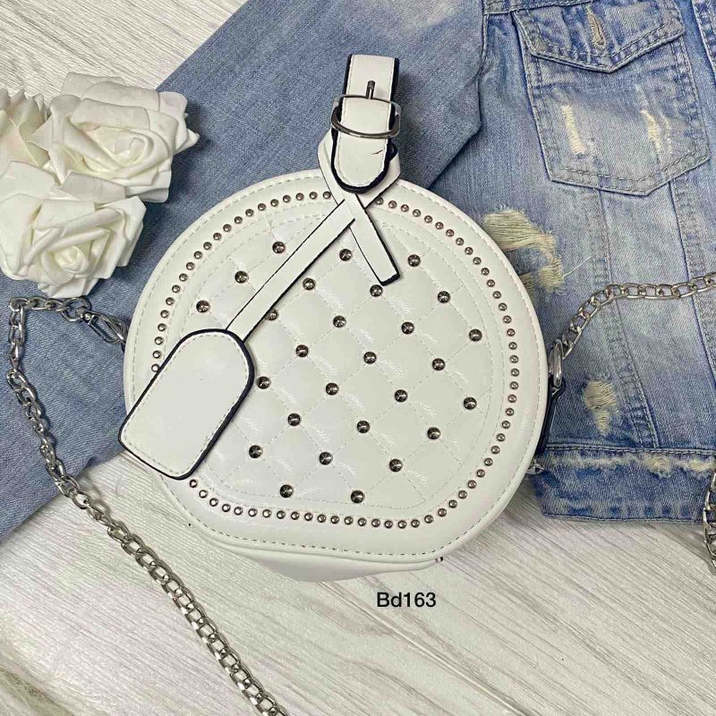 Bolso blanco circular taches plateados 17cm*18cm 1187
