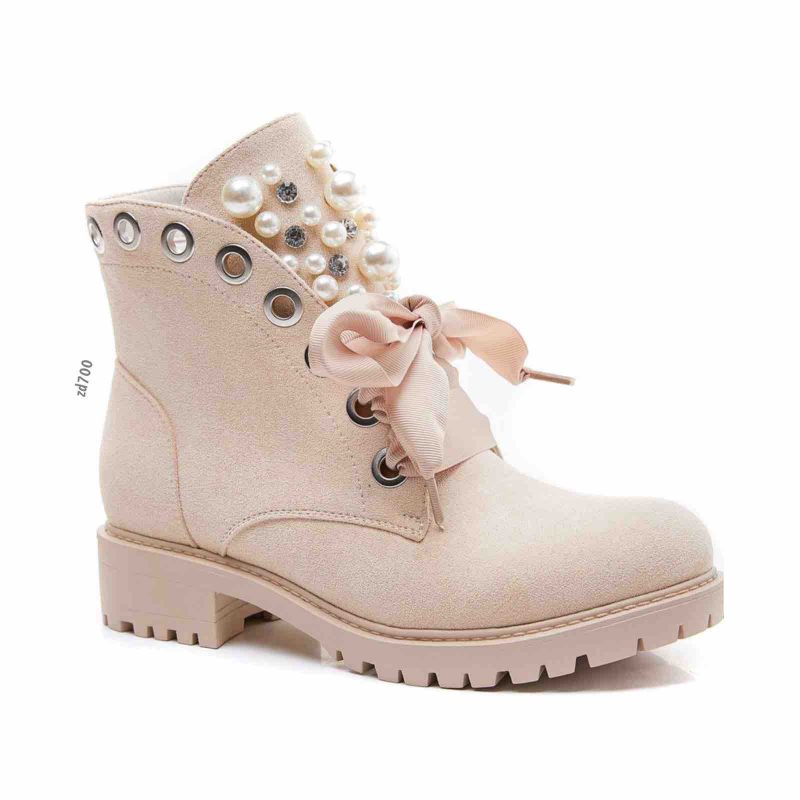 Botin Café gamuza cordon perlas cierre lateral 3Cm 20 8371 - Image 2
