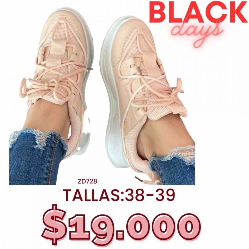 Tenis rosados suela blanca doble cordón L-189