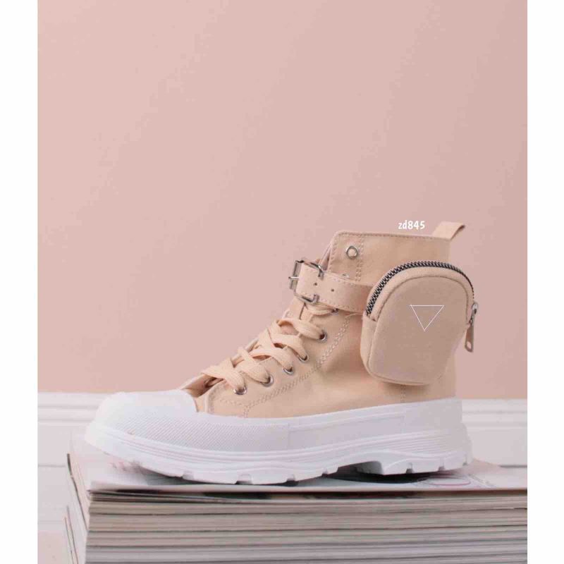 Tenis bota beige suela blanca bolsillo lateral C3-TOYD2210-1 - Image 2