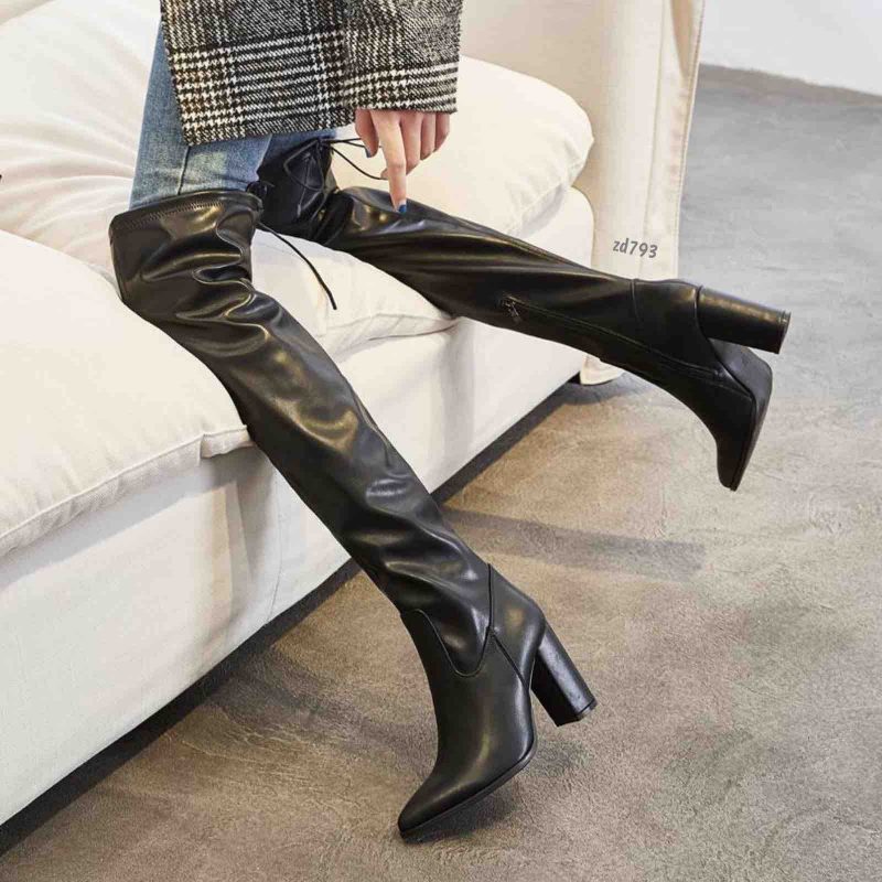 Bota cala alta negra tacón 9cm C21-9366