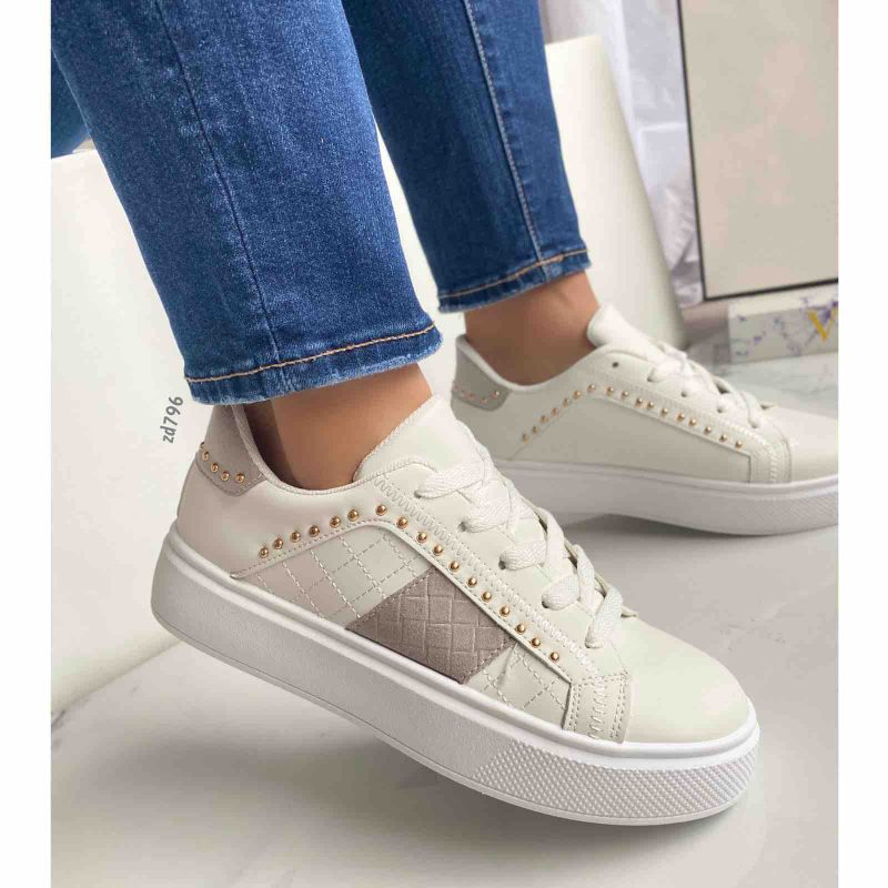 Tenis blancos taches dorados parte gris C21-2062 - Image 2