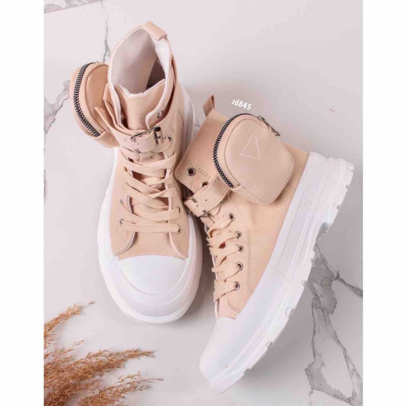 Tenis bota beige suela blanca bolsillo lateral C3-TOYD2210-1