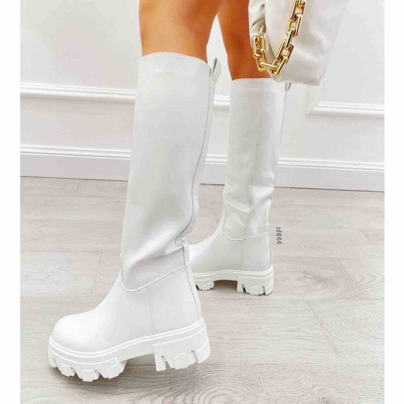 Bota caña alta blanca suela 5cm C3-U9X90037-7