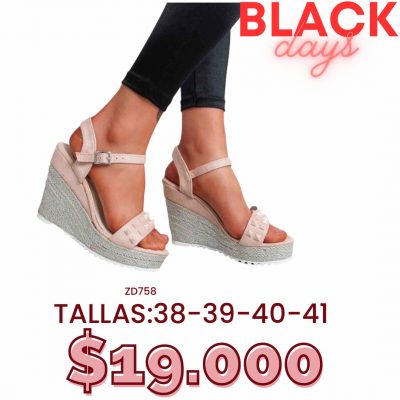 Sandalia rosa plataforma taches rosa tacón 11cm 906