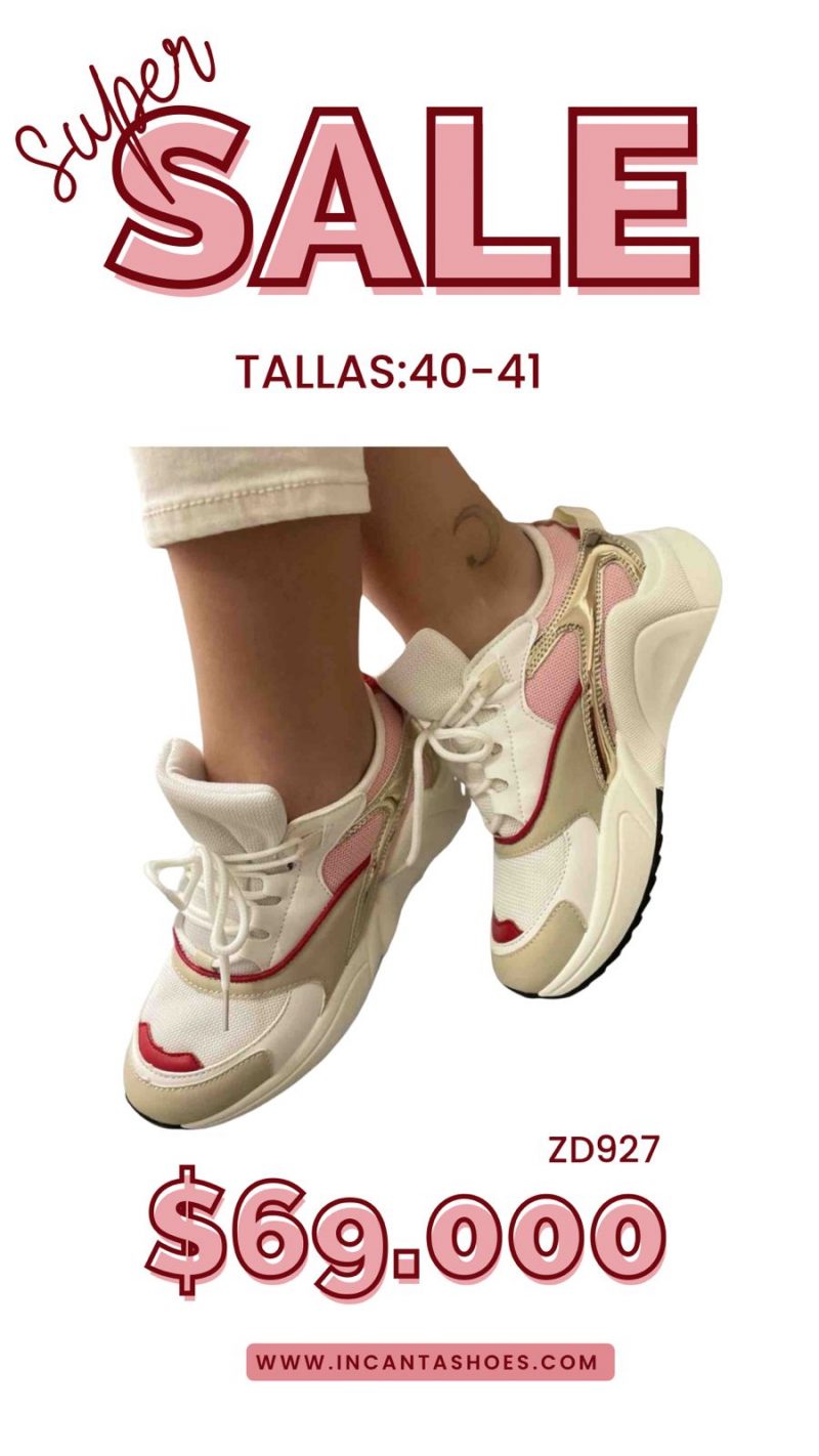 Tenis blancos partes rosadas beige C46-6346