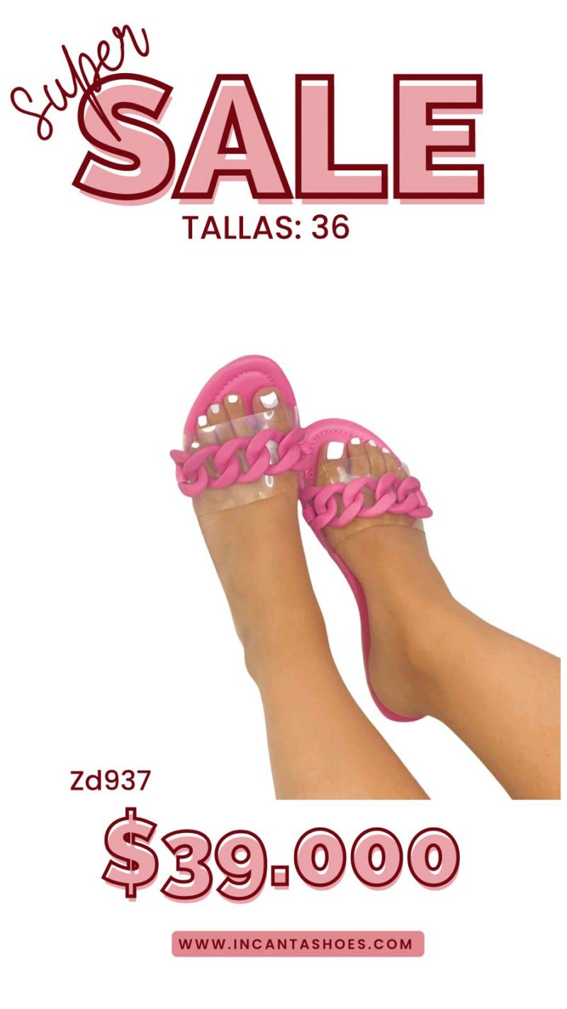 Sandalia fucsia transparencia cadena fucsia C51-AG+627
