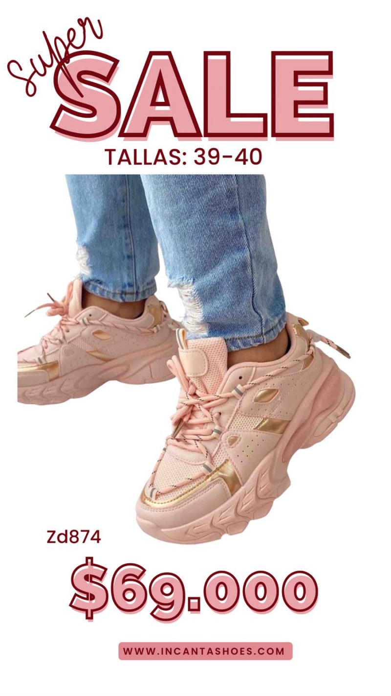 Tenis rosados doble cordon partes oro rosa C42-RA10