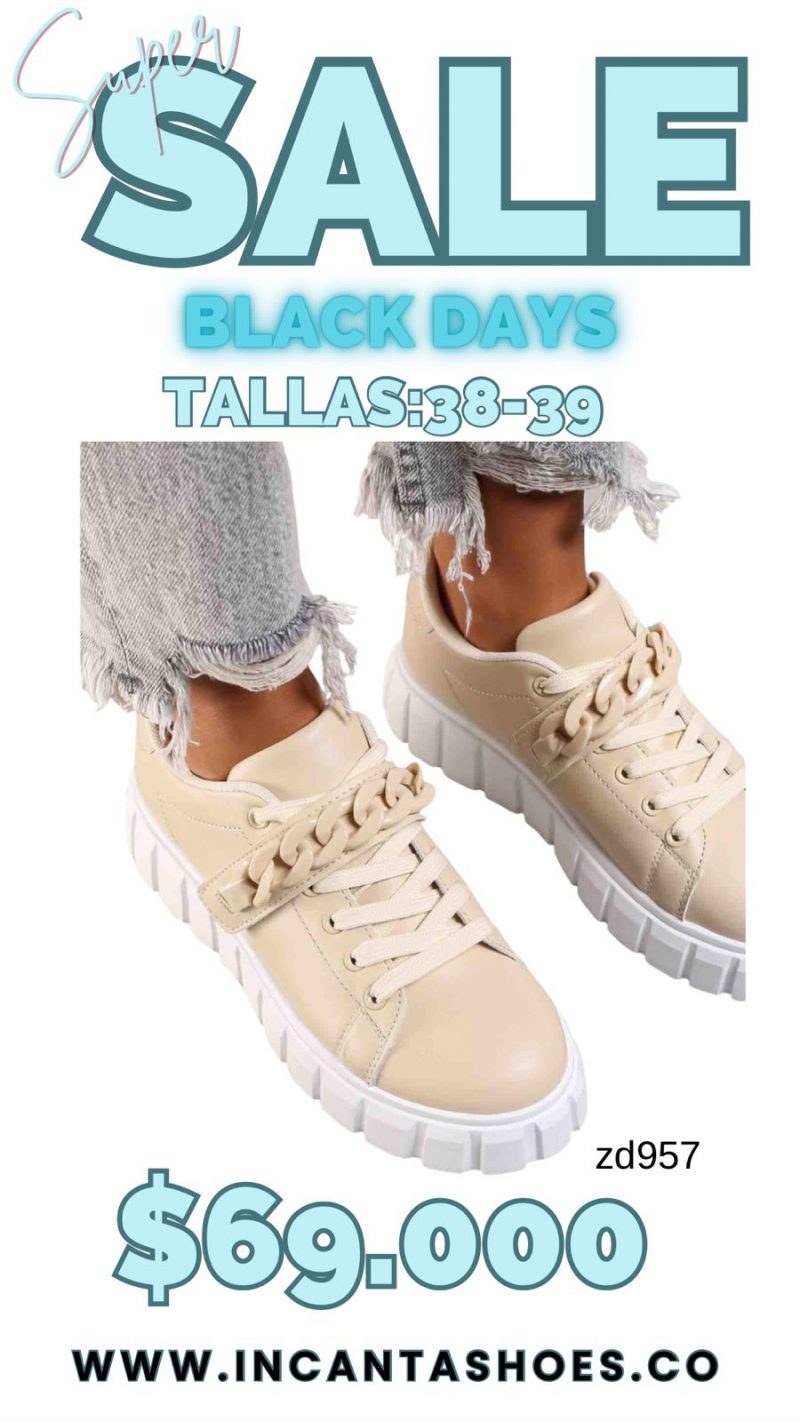Tenis beige suela blanca cadena beige C57-6369