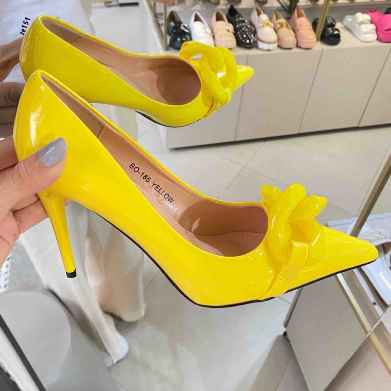 Stiletto amarillo cadena amarilla tacón 9cm C104-BO-185