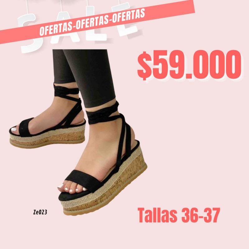 Sandalia negra suela yute C79-ST-18