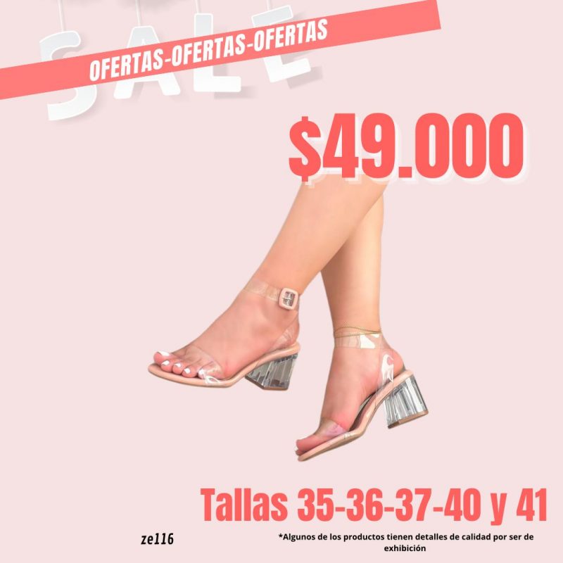 Sandalia nude tacón transparente tacón 5cm C90-1182