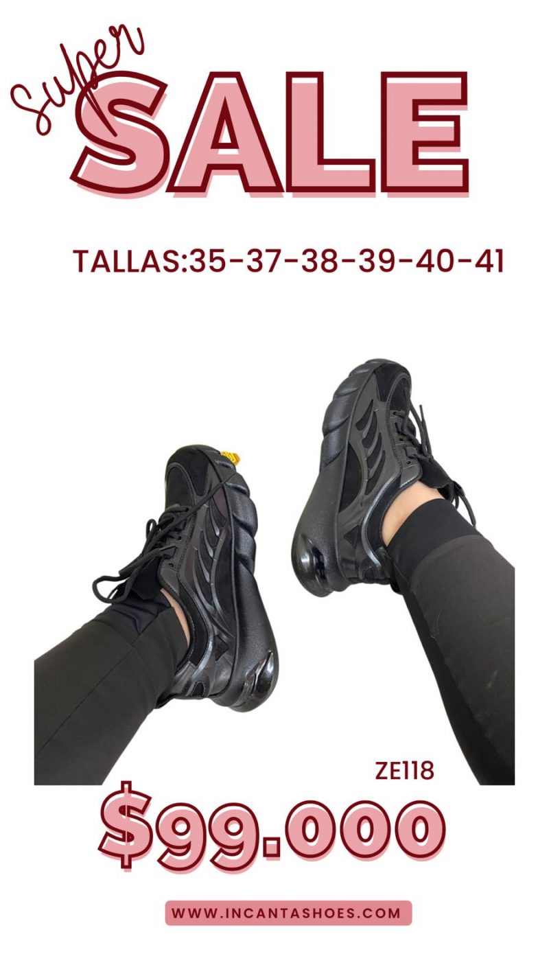 Tenis negros partes gamuza C84-6173