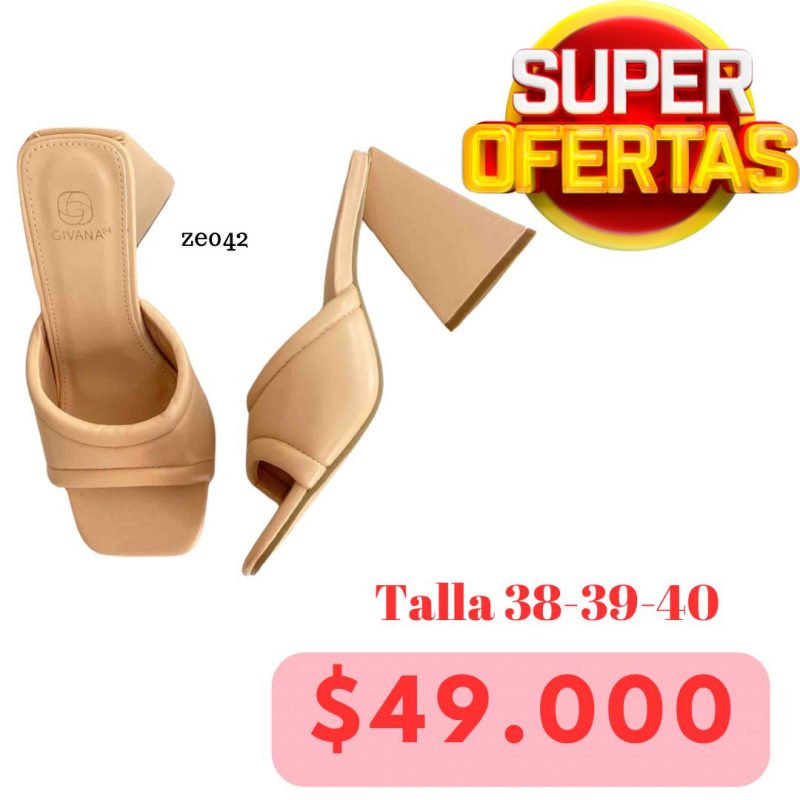 Sandalias nude tacón triangular 10cm C82-LOLA098