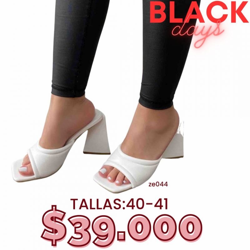 Sandalias blancas tacón triangular 10cm C82-LOLA098