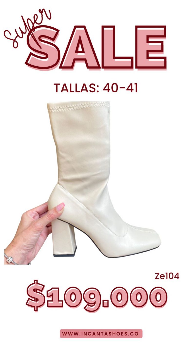Botín beige cierre lateral tacón 9cm C86-HP-313