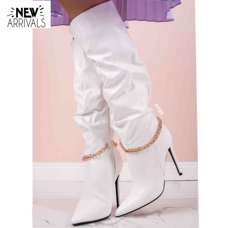 Bota caña alta blanca tacón puntilla 12cm C115-MVP321