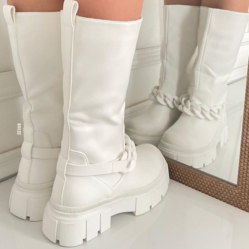 Bota blanca cadena suela 3cm  7799A - Image 2