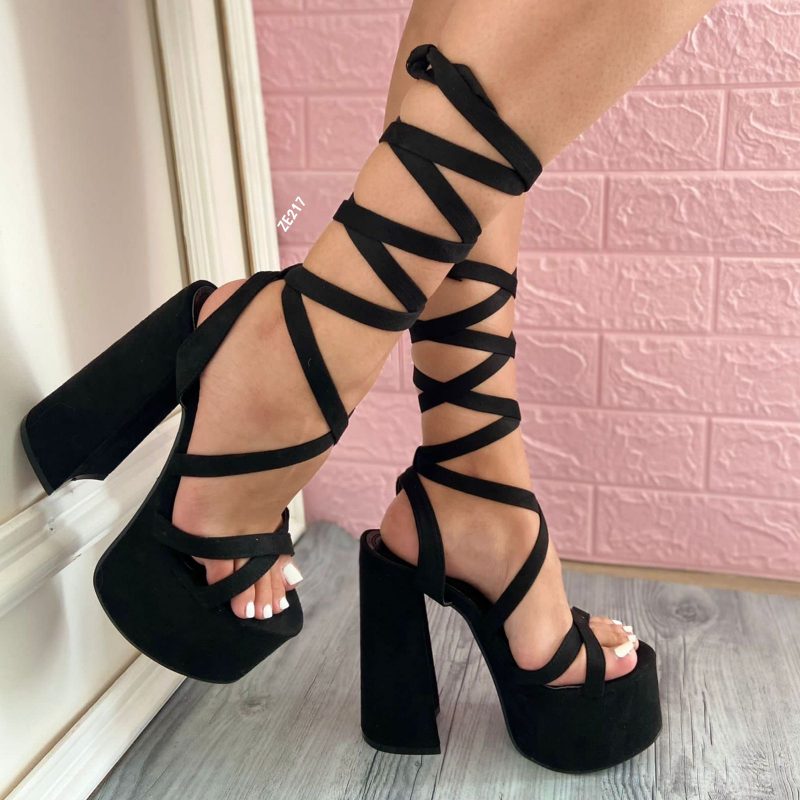 Sandalia tacon negro 13 Cm hd1897